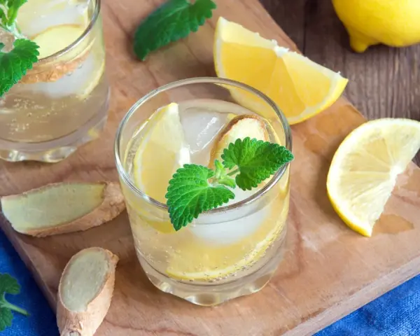 Erfrischendes Getränk mit Ingwer, Zitrone und Minze – perfekt, um Ginger Ale selber zu machen.